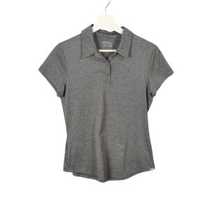 Eddie Bauer Travex Womens Small Gray Striped Short Sleeve Polo Performance Top